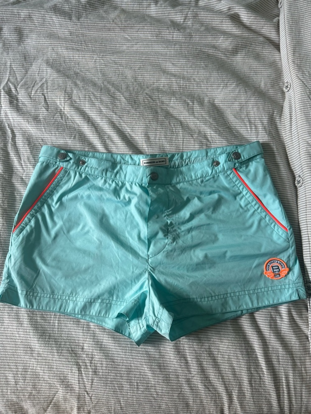 Mint/teal Robinson Les Bains swim shorts, size M.